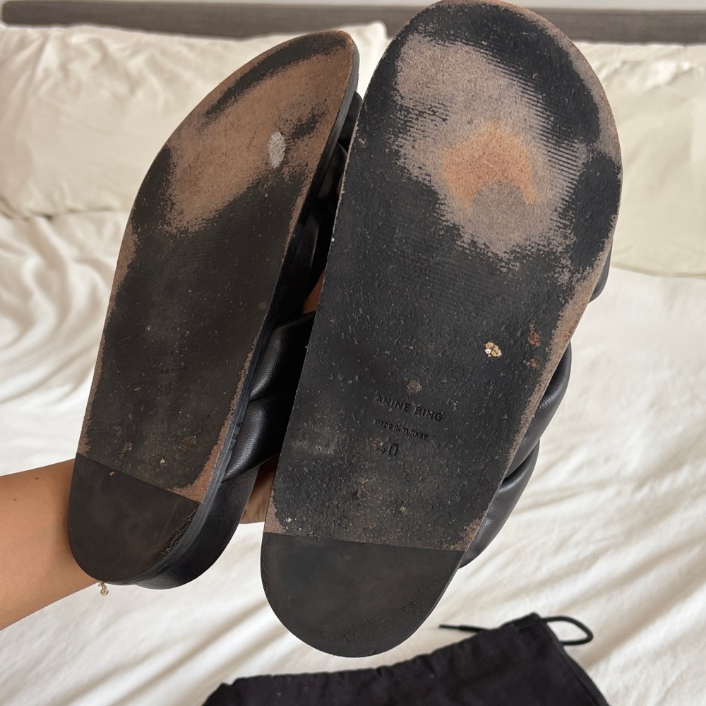 Anine Bing Black Padded Crisscross Slide Sandals - Picture 3 of 4